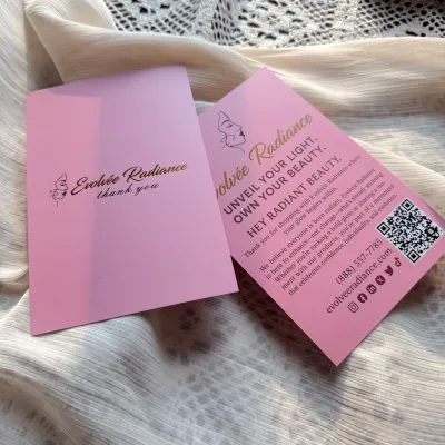 Luxury Custom Logo Linen Cardstock Film Laminated Finish Greeting Thank You Cards for Business Promotion
