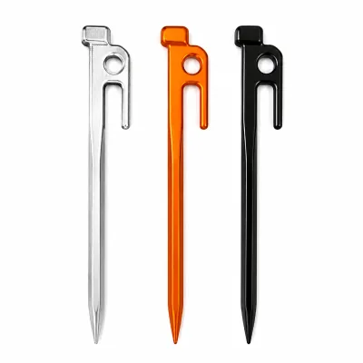 Premium Cast Aluminum Tent Pegs Heavy Duty Camping Stakes with Hook Design Custom Colors Available