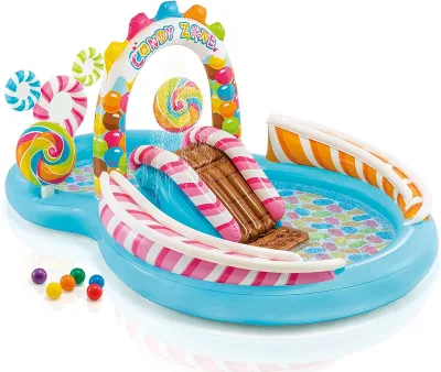 Family Blow up Candy Theme Water Park Backyard Kids Toddler Children Garden Pool Sprinkler Slide Inflatable Outdoor Family Pool