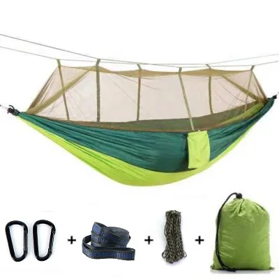 Camping Hammock 2 Person Hammocks with Net Tree Straps Heavy Duty Waterproof Lightweight Nylon Portable Hammock