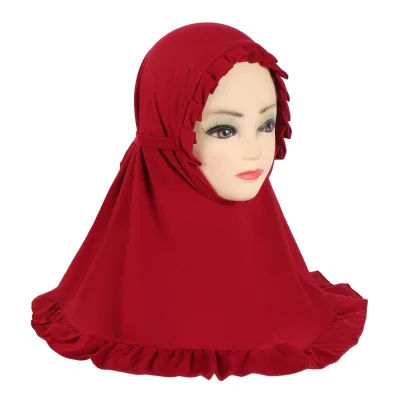 Hijab Muslim for Girls Kids Head Scarf Shawls Neck Wrap Kids Headscarf Turban Ready to Wear Easy Instant
