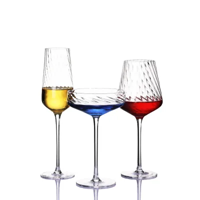 New High Quality Champagne Glasses Light Luxury Thread Design Crystal Glasses Home Gift Cups