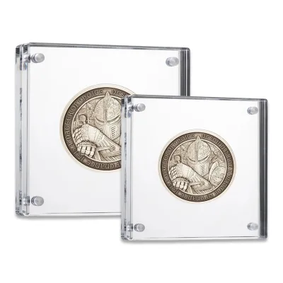 Magnetic Acrylic Floating Display Stand for Coins Medals Collectibles Transparent Lucite Double Sided Suspended Holder Box