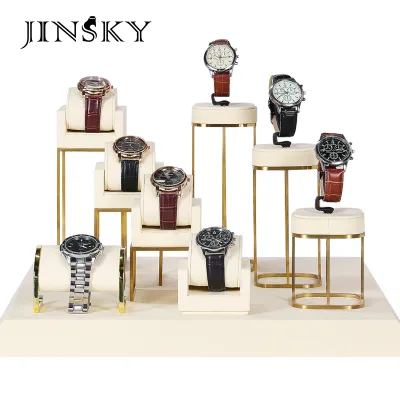 JINSKY Luxury Custom Logo Metal Holder Counter Showcase Watch Display Stand