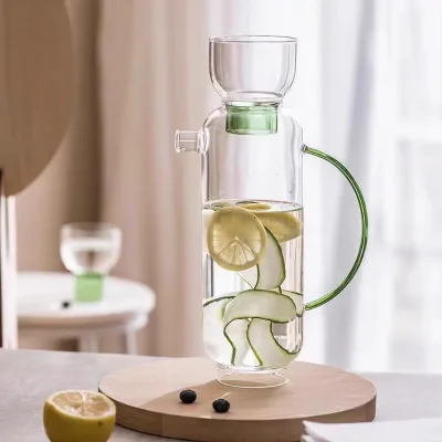 Creative Vintage Transparent Borosilicate Handmade Eco-Friendly Water Pitcher Set Heat Resistant Large Capacity Drinking Cups