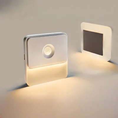 Wireless Motion Sensor Square Night Light 5M 120 Degree Wide Angle Detection Dimmable Warm White LED Light 3000K/6500K Color