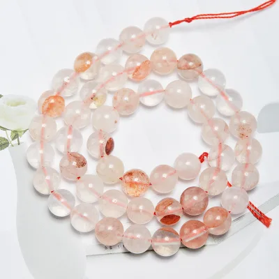 Precious Blue Celestine Celestite, Rainbow Tourmaline, Red Hematoid Quartz Crystal Natural Stone Round Beads for Jewelry Making