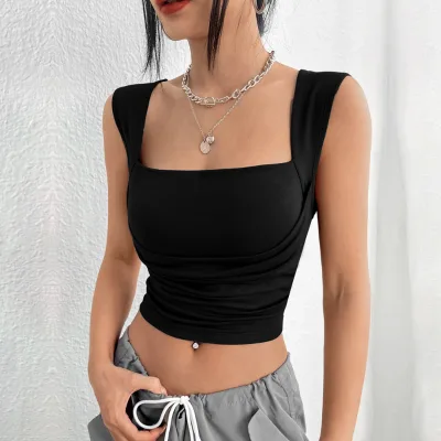 Women's Slim-fit and Slimming Short Sexy Solid Color Chest Wrap Vest Inside Suspender Top