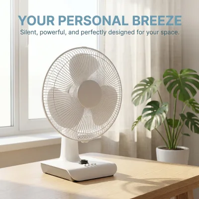 Rustproof Chrome Metal Mesh Table Fan 16 Inch 3 Blade Desk Fan 3 Speed Oscillating Cooling Fans for Small Business Shop