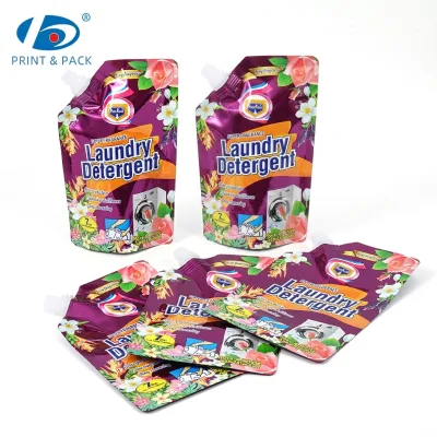 Custom Printing Laundry Detergent Stand up Pouch with Spout High Barrier Mylar Packaging Bags with Nozzle
