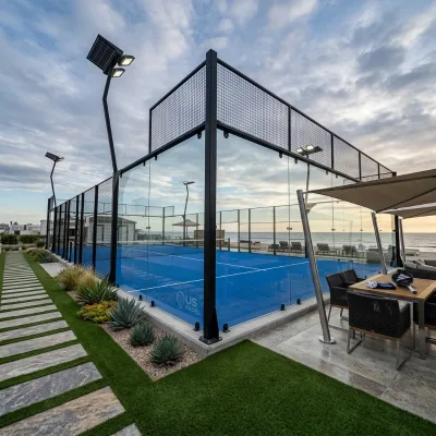 Solar Powered Padel Court System Integrated Glass Enclosed Tennis Court for Outdoor Club