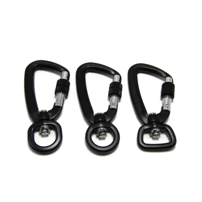 Colorful Aluminum Engrave Auto Locking Swivel Carabiner Hook Rope Dog Leash Self Locking Twist Snap Carabiner Swivel