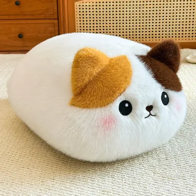 Adorable Chubby Cat Plush Pillow Round Fluffy Kitty Stuffed Cushion Soft Animal Plush Toy Sofa Decor Comfort Sleeping Pillow