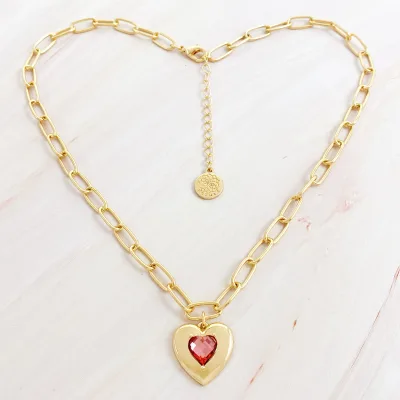 Fashion Jewelry Wholesale Gold Plated Heart Crystal Pendant Necklace for Mama Girls