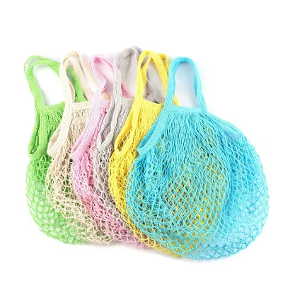 Wholesale Reusable Recycled Canvas Mesh Bag Zero Waste Eco-friendly Cotton Mesh Shopping Gift Bags for Fruit Vegetable Promotion