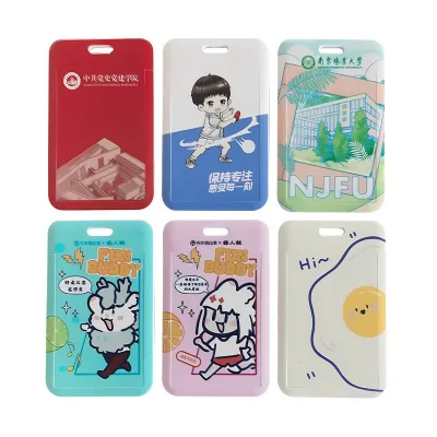 Custom Printing Anime Figure ID Card Holder Hard Plastic Card Sleeve Student Plain White Comic Badge Holder for School
