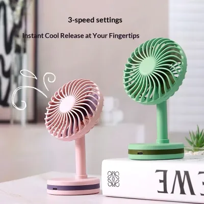 New Wearable Desktop Mini Portable Fan with USB Charging Three-speed Settings Car Compatibility-suitable for Students' Offices.