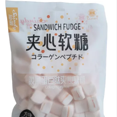 Flavored Cube Sandwich Flow Heart | DIY Dessert Kit and Office Cotton Candy Halal | White Orange Stress Relief Snack | 100g