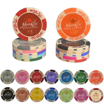 Wholesale Hot Monte Carlo Customized High-quality Casino Royale 14g Clay Poker Chips Colorful 40mm X 3.3mm JIAYI Brand