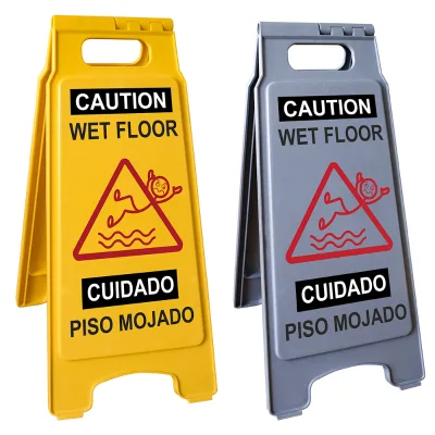 Caution Yellow Wet Floor a Frame Sign with Customized Printing