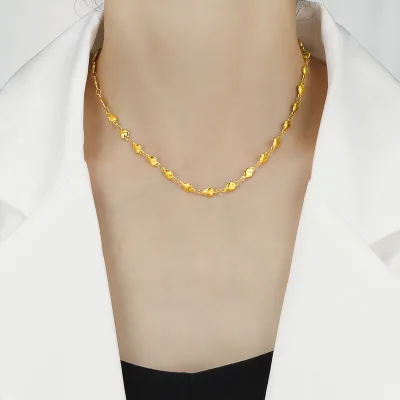 Dainty Ladies Necklace 18k Gold Plated Stainless Steel Chain Bracelet Necklace Fashion Tiny Heart Chain Trendy Necklace
