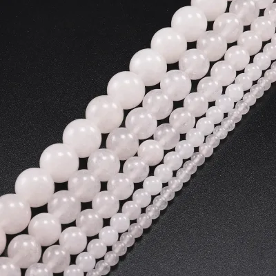 High Quality White Crystal Jade Beads Agate White Chalcedony Natural Loose Stone Crystal Beads