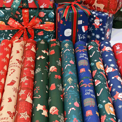 Christmas Wrapping Paper for Gift Packing Paper with Vintage Style Printed Flower Wrapping Paper