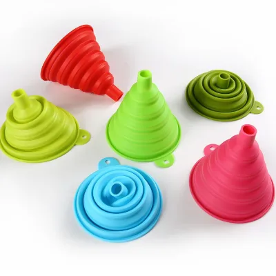 Food Grade Collapsible Silicone Funnel Foldable Portable Liquid Transfer Funnel for Kitchen Oil Wine
