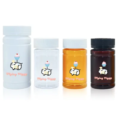 Custom Size and Logo Black Wide Amber Mouth Plastic Print Jar with Child-Resistant Lid for Dry Herb Packaging