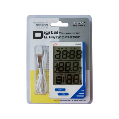 Large LED Display Outdoor/Indoor Digital Thermometer Hygrometer KT-908 Sensor Wire Clock Temp Range -50~+70° 1 Year OEM/ODM