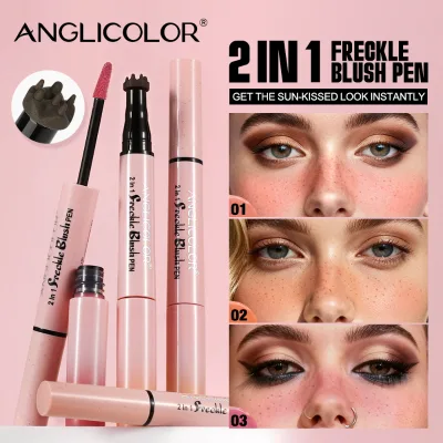 Anglicolor Dual-Ended Freckle Pen Liquid Waterproof Sweat-Proof Quick Dry Smudge Proof Faux Freckle Stamp Natural Face Makeup