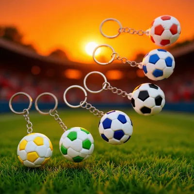 Hotselling Colorful Mini Soccer Ball Keychains Soft Rubber Football Keychain Ornament Bag & Backpack, Fun Gift for Sports Fans