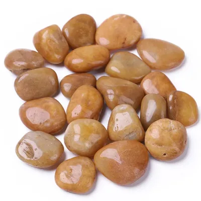 Different Sizes Customizable Packaging Yellow Polished Pebbles Cobbles for Landscaping Outdoor Decoration