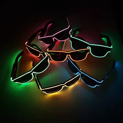 New Arrival USB Rechargeable LED Sunglasses High Brightness El Wire Luminous Colors Glasses for Christmas