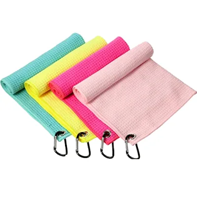 Microfiber Custom Logo 30*30cm Quick-Drying Sports Towel With Climbing Hook Golf Towel