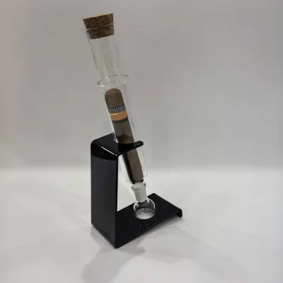 Cigar Incense Humidor Pipe Glass Frosted Lacquered Minimalist Tube Infuser with Moisture-Proof Eco-Friendly Plastic Stand