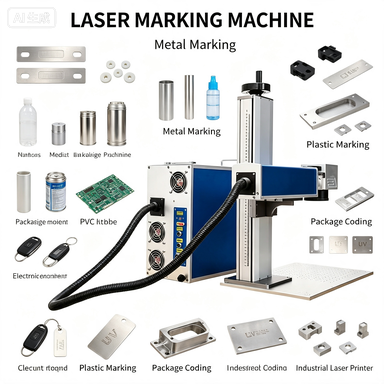 Easy to Operate Fiber Laser Coding Machine Laser Marking Machine Automatic Laser Batch Coding Machine For Plastic Metal Glass