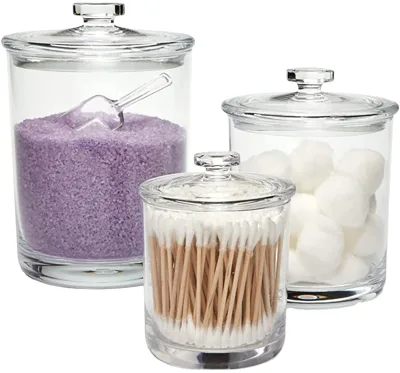 High Transparent 3 Pack Clear Apothecary Jar Clear Jars with Lid