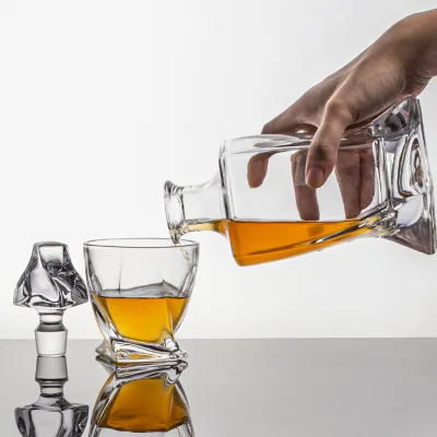 NOVARE 300ml Lead-Free Crystal Twisted Whiskey Glasses Wholesale Bar Sets