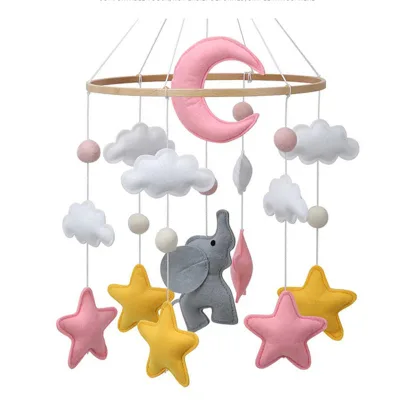 Hot Sale Sleepy Bear Felt Baby Mobile Moon Stars Nursery Baby Crib Mobile Unisex Teddy Bear Baby Mobile Baby Kids Decor