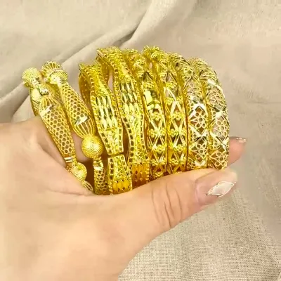 Factory Price 24K Plated Gold Bangle Hollow Bangle Gold Plated Jewelry Wholesale for Women