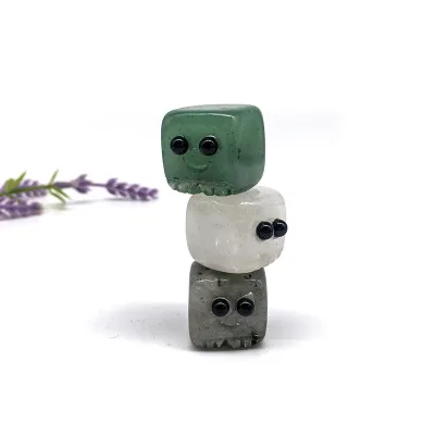 Wholesale Natural Crystal Rose Quartz Cute Cube Polished Mixed Materials Obsidian Tumble Stone Cube Carved for Home Decoration