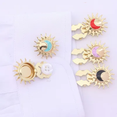 CLARMER New Fashion Pearlescent Shirt Cuff Button Sun and Moon Button Cover Set for Women and Girl