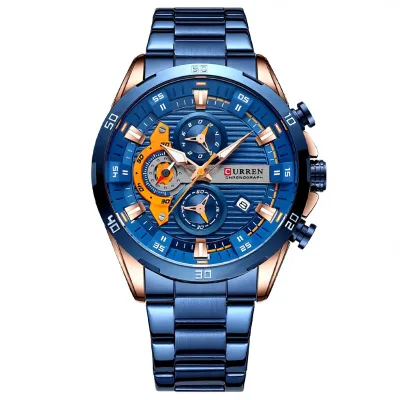 Luxury Silver Alloy Chronograph Quartz Watch for Men 47mm Dial Stainless Steel Band Glass Crystal Sporty Fashion Wristwatch