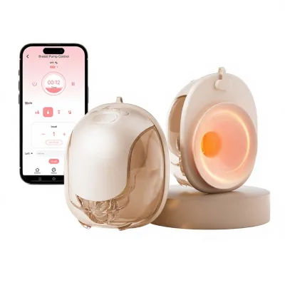 Factory OEM Hot Compress Electric Breast Pump, Wireless Breast Pump Strong Suction, Smart App Control Hands Free, 1 Pump