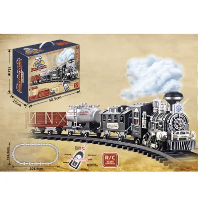 Remote-Controlled Classical Steam Train Toy Electric Slot 12-Piece Set Kids Made Durable ABS Alkaline AA Battery-Powered