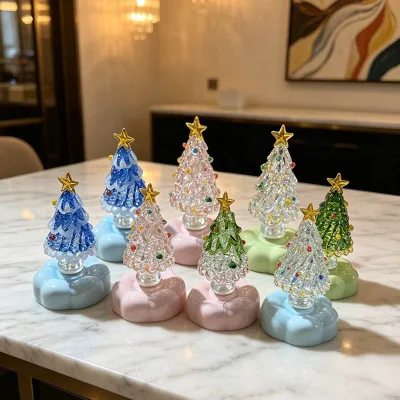 Christmas Tree Rotating Jingdezhen Glass Decorations Ceramic Small Ornaments High End Desktop Rotating Christmas Gifts