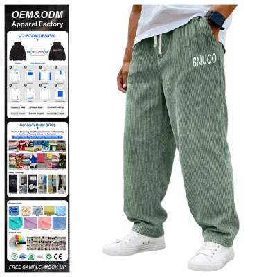 High Quality Corduroy Casual Trousers Straight Loose Plus Size Screen Print Men's Pants
