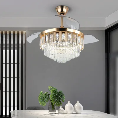 Dimmable with Remote Control42 Inch 3 Blades Retractable Led Ceiling Light With FAN