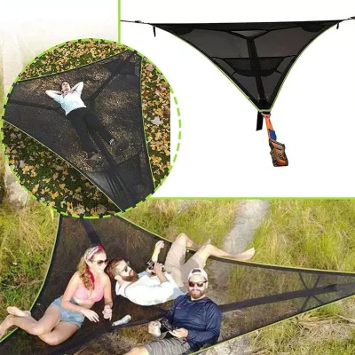 210T Nylon Color Matching Outdoor Hammock Integrated Storage,anti Tear Anti Rollover Portable Outdoor Hammock/